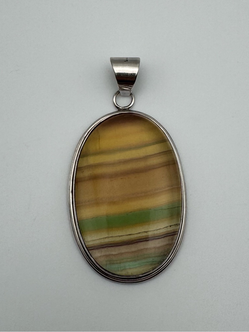 Sterling Silver 925 and Rainbow Fluorite Gemstone Pendant